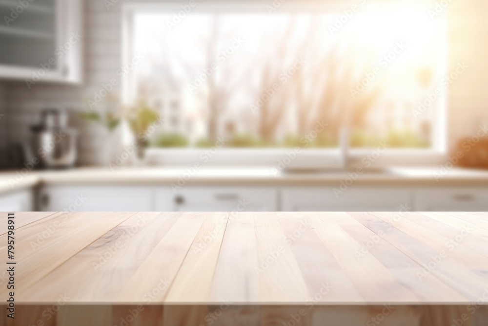 Empty brown wooden kitchen backgrounds defocused Empty brown wooden kitchen backgrounds defocused