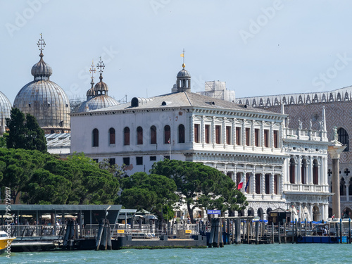 San Marco vaporetto pier with the cathedral domes in background photo