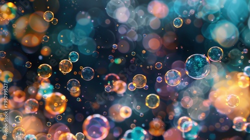 a world of enchantment with an abstract desktop wallpaper adorned with shimmering bubbles drifting gracefully across a spectrum of rich and luminous colors, inviting you to escape into imagination photo