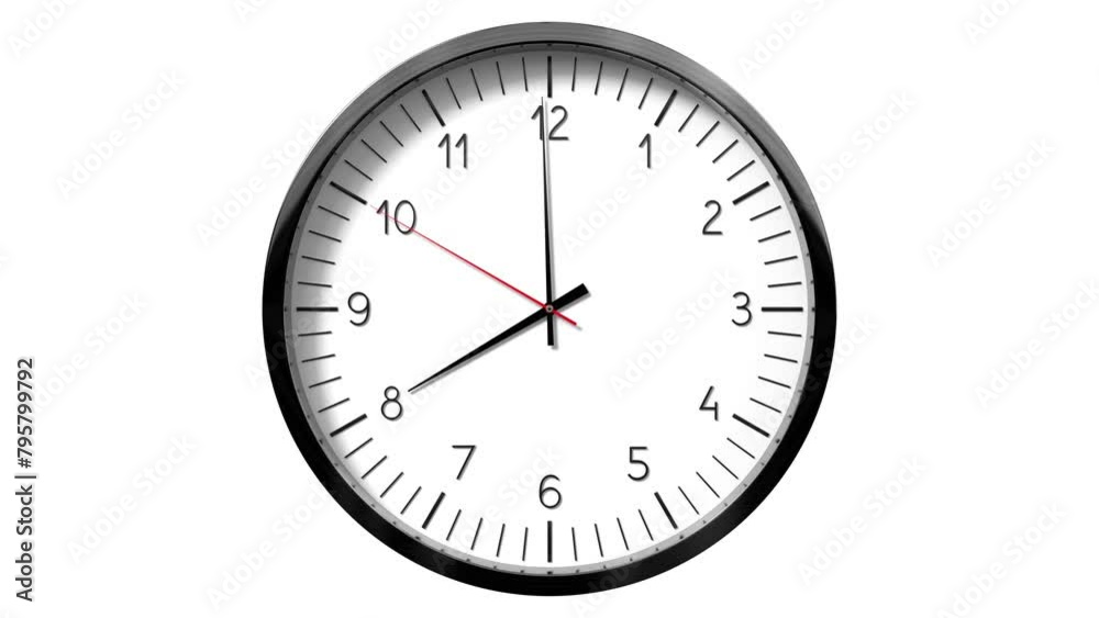 Classic wall clock on white background - 8 o clock - 3D 4k animation (3840 x 2160 px) Classic wall clock on white background - 8 o clock - 3D 4k animation (3840 x 2160 px)