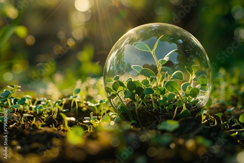 a bubble with plants growing out of it