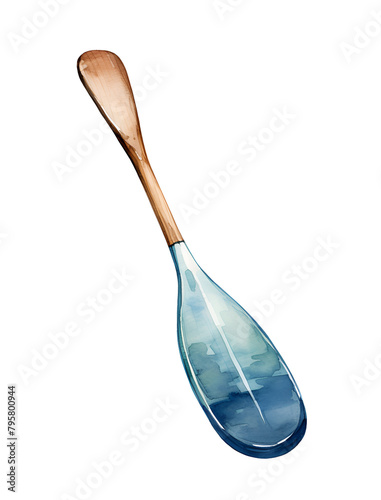 Paddle, sea, watercolor clipart illustration with isolated background.