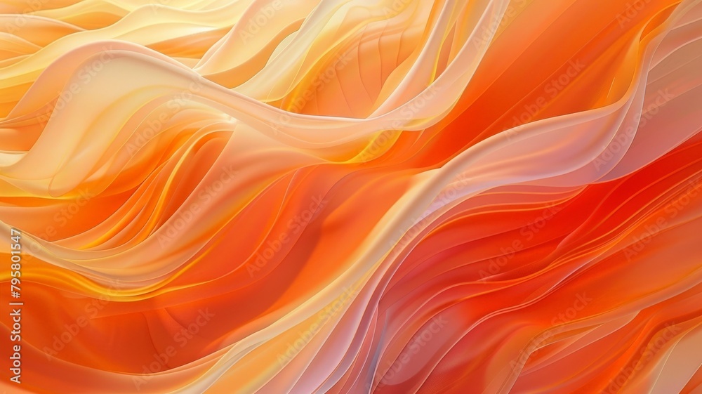 the captivating beauty of abstract design as wavy orange and light red lines intertwine to form a dynamic and energetic background, their fluid motion expertly captured by an HD camera
