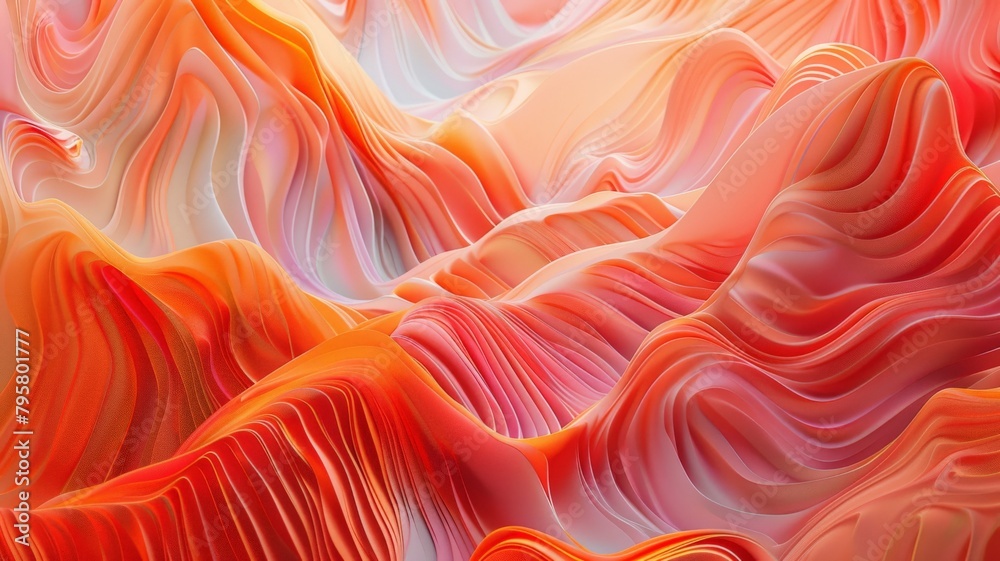 Obraz premium the captivating beauty of abstract design as wavy orange and light red lines intertwine to form a dynamic and energetic background, their fluid motion expertly captured by an HD camera