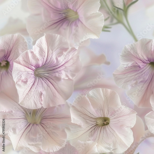 Seamless soft pastel background of delicate petunia flowers