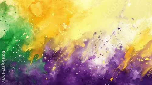 Immerse yourself in the electrifying atmosphere of Mardi Gras with this mesmerizing digital watercolor background