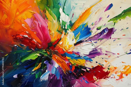 This oil painting is a symphony of color, a visual celebration that dances across the canvas with unrestrained energy.