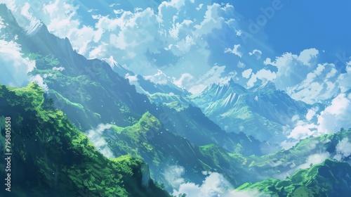 Mountain range and valley scenery