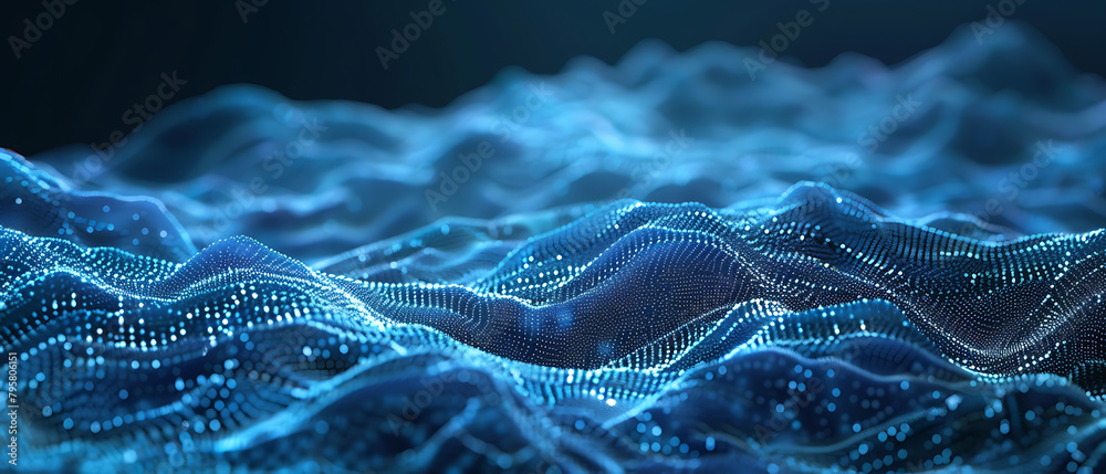 digital landscape features dynamic, flowing lines and illuminated dots ...
