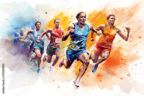 Multiple sprinters running. Generation AI