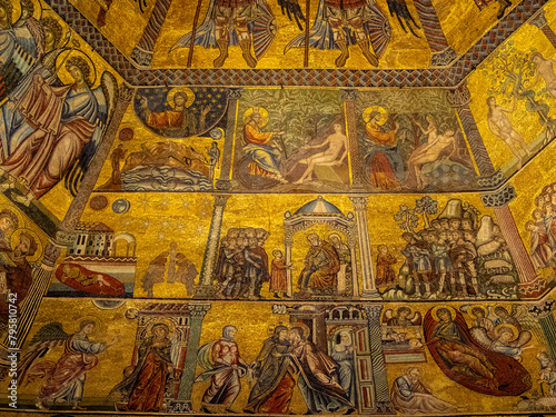 Detail of the mosaic of the dome of Battistero di San Giovanni, Florence photo