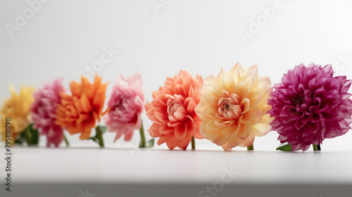 row of mothers day flower on white background