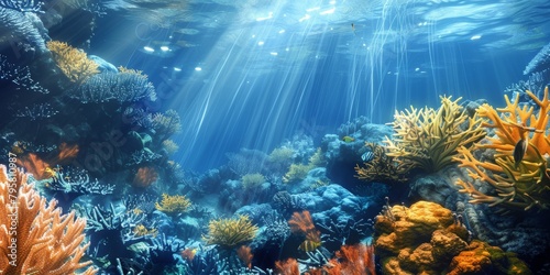 underwater world corals fish Generative AI #795810987
