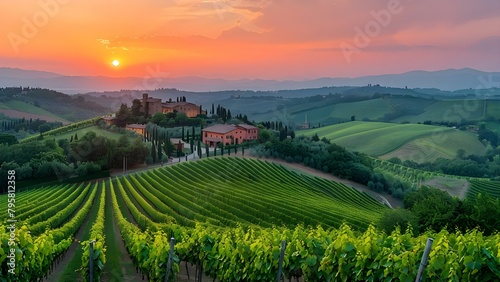 Iconic Tuscany Vineyards: Home to Italy's Finest Wines. Concept Wine, Tuscany, Vineyards, Italy, Travel photo