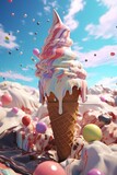 ice cream in a waffle cone Generative AI