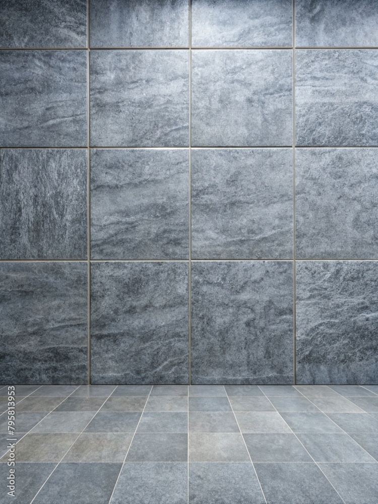 Gray Granite Tile Wall and Gray Concrete Floor (1)