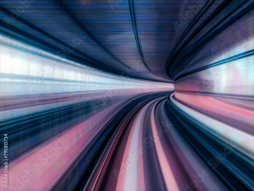fast moving train in tunnel
