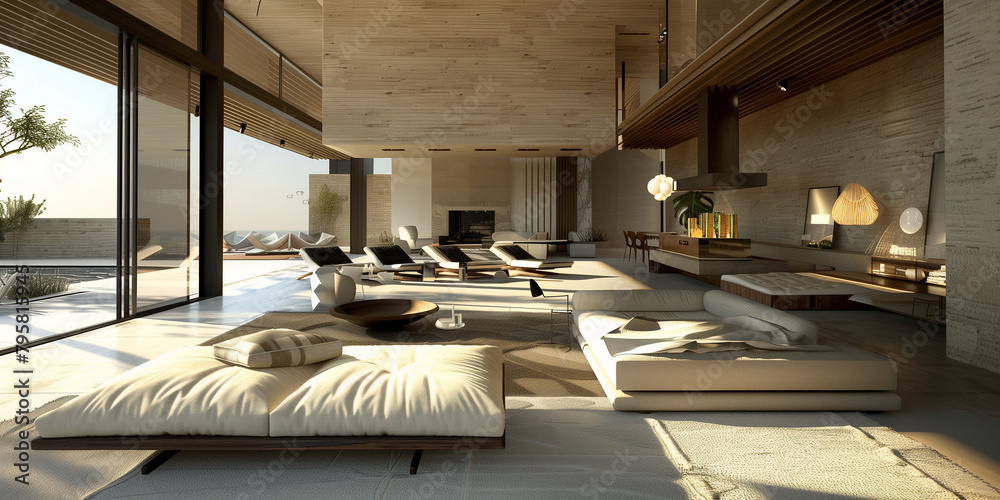 Fototapeta premium Architecture interior design home bedroom living room concept modern luxury furnishings.