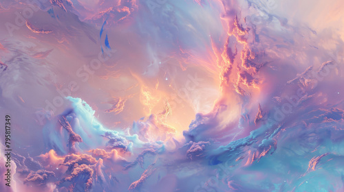 Captivating pastel-hued cosmic cloudscape, evoking imagination and serenity photo