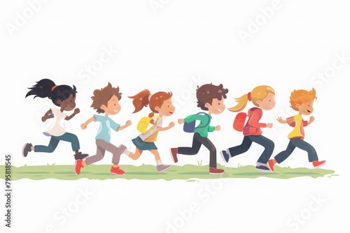 Kids run cartoon image 