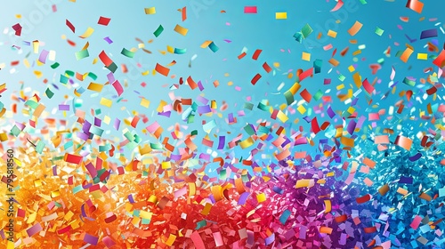 Colorful confetti cascading from the sky in a vibrant display of art and color