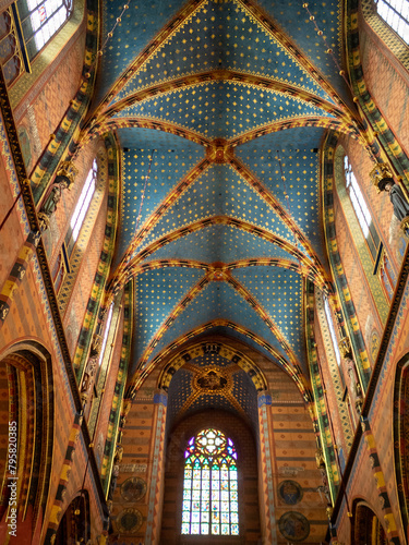 Ceiling decorations of St. Mary's Basilica, Krakow photo