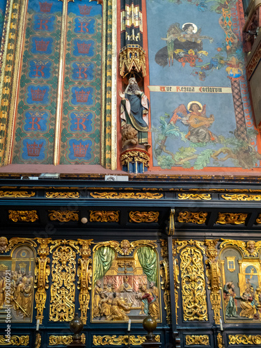 Colourful walls of the presbytery of St. Mary's Basilica, Krakow photo