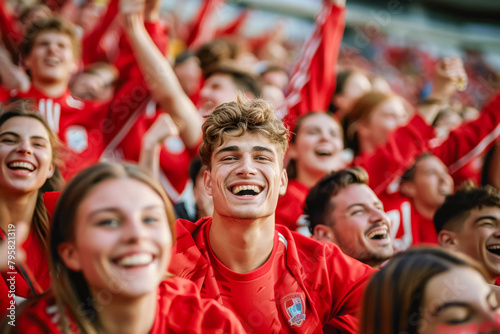 Austrian football soccer fans in a stadium supporting the national team, Unsere Burschen 