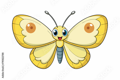 clouded sulphur butterfly cartoon vector illustration