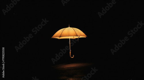 Bright Umbrella with yellow color in Darkness 