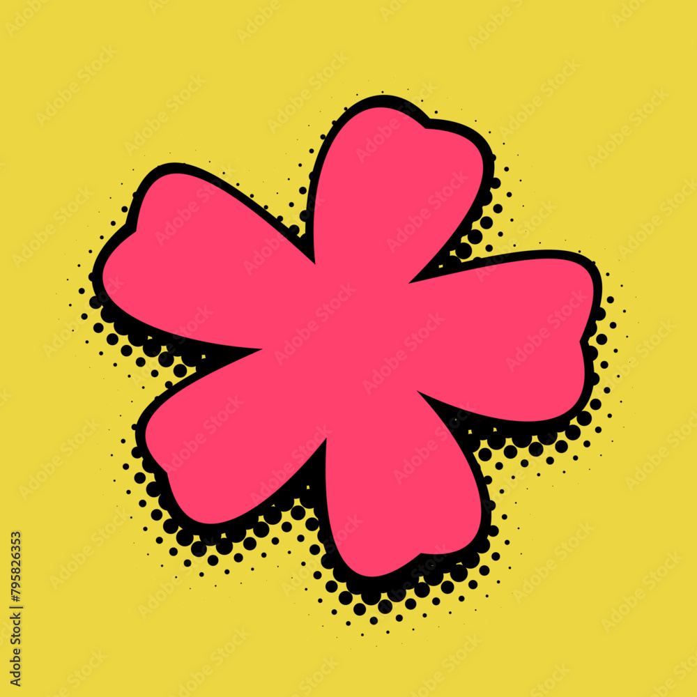 A radiant coral floral silhouette blooms on a sunny yellow backdrop, framed by a dotted halftone pattern, invoking a cheerful and bold graphic appeal perfect for vibrant designs. A radiant coral floral silhouette blooms on a sunny yellow backdrop, framed by a dotted halftone pattern, invoking a cheerful and bold graphic appeal perfect for vibrant designs.