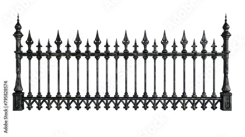 Realistic French Gothic Fence on transparent background photo