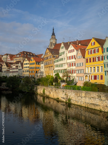 Colourful houses by Neckar River in Tubingen