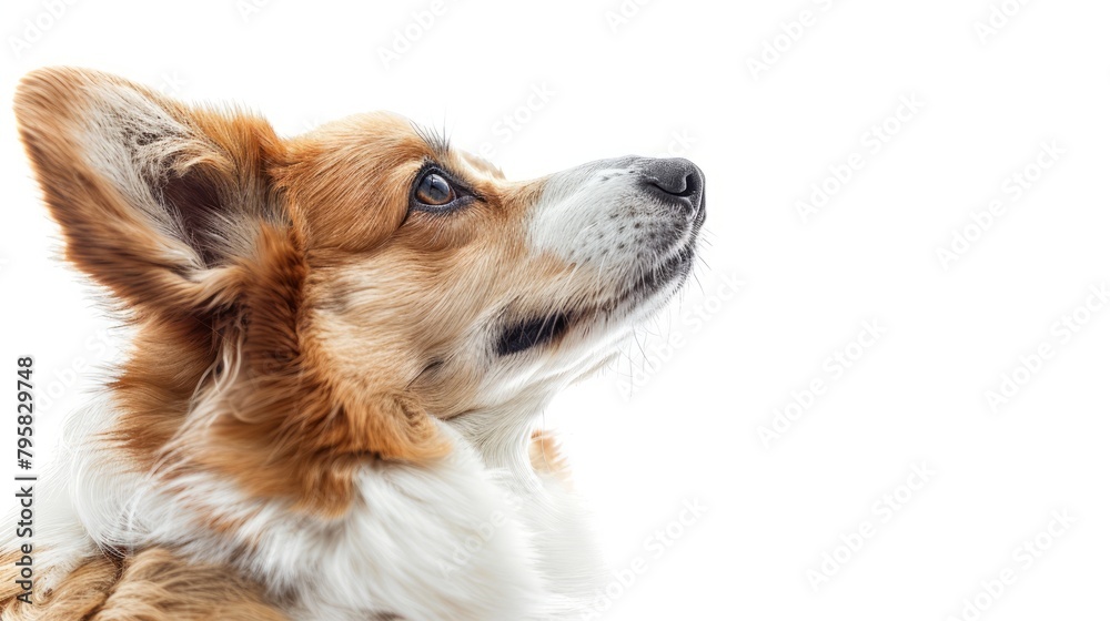 Shiba dog A close-up photo of a Shiba dog against a white background captures the essence of this beloved breed. Triangular ears And the Shiba's distinctive fur will be the highlight of the photo. Shiba dog A close-up photo of a Shiba dog against a white background captures the essence of this beloved breed. Triangular ears And the Shiba's distinctive fur will be the highlight of the photo.