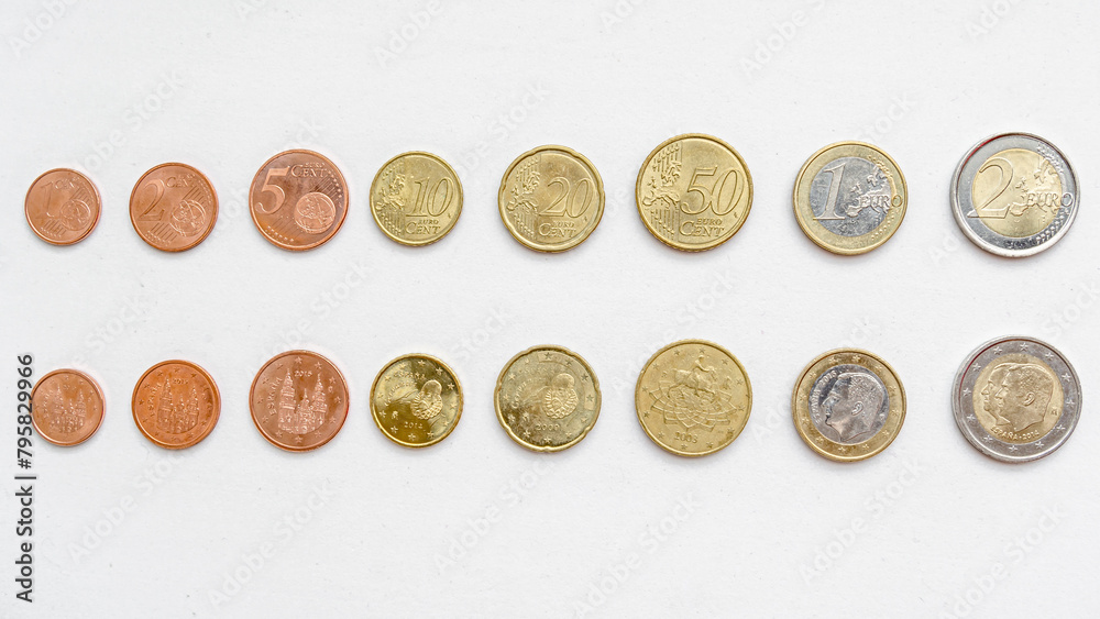Euro coins on white background Euro coins on white background