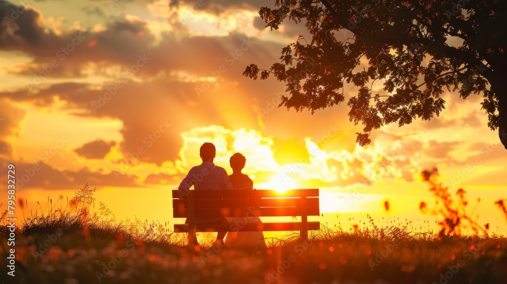 BEAUTIFUL MARRIED COUPLE in a park with a beautiful sunset in high resolution BEAUTIFUL MARRIED COUPLE in a park with a beautiful sunset in high resolution