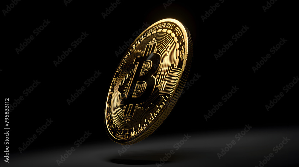 A golden Bitcoin coin shines in the darkness, symbolizing the intersection of finance and technology, the rise of cryptocurrency, and the future of digital transactions A golden Bitcoin coin shines in the darkness, symbolizing the intersection of finance and technology, the rise of cryptocurrency, and the future of digital transactions