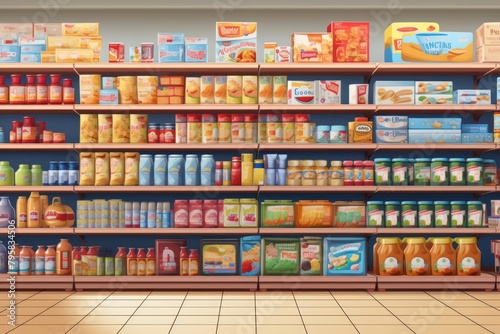 Supermarket backgrounds shelf food
