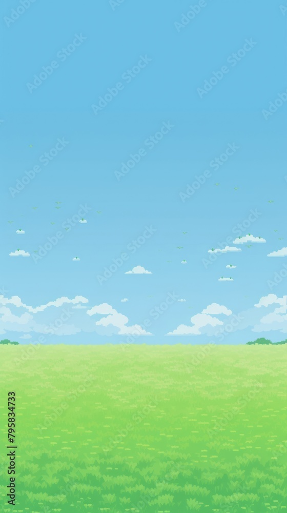 Green field with blue sky backgrounds outdoors horizon.