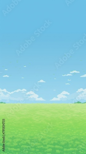 Green field with blue sky backgrounds outdoors horizon.