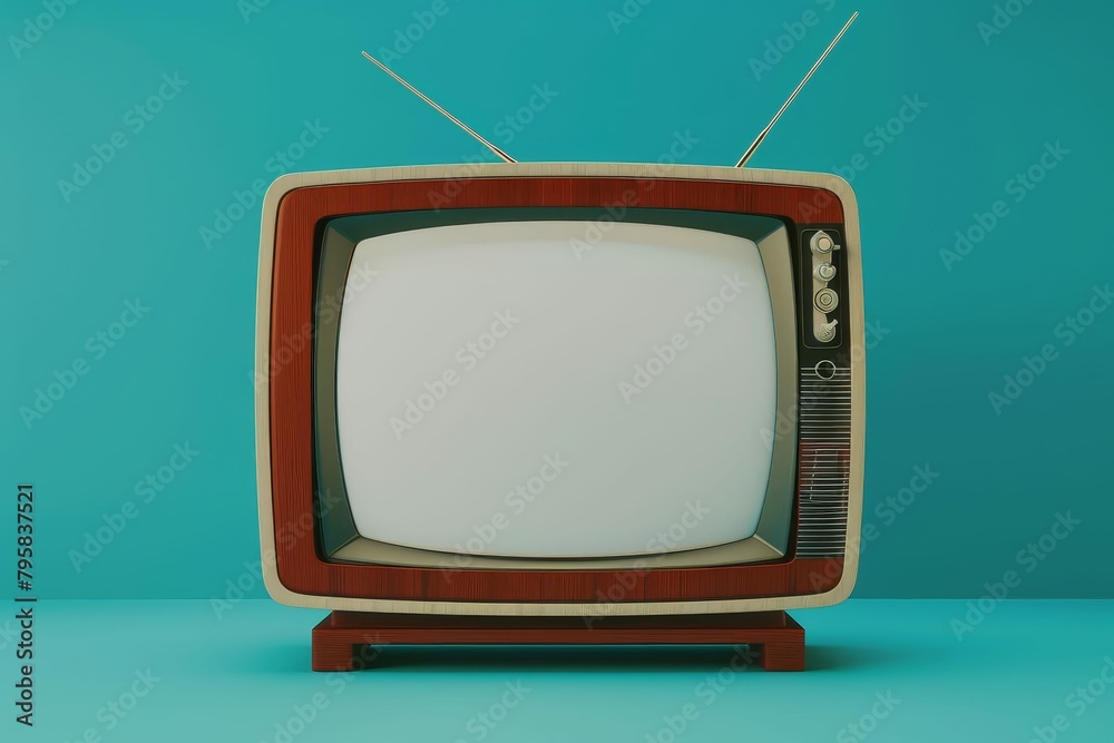 retro television with blank screen media and communication concept