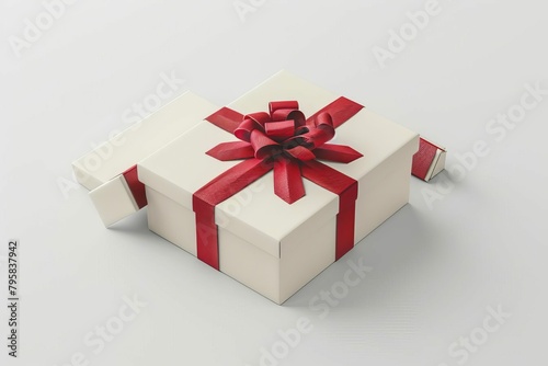 open gift box with ribbon on white background 3d rendering