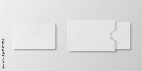 Vector 3D Realistic Blank Credit Card, Gift Card, Certificate Template with Cover. Bank, Greeting or Sale Card, Isolated. Front or Top View