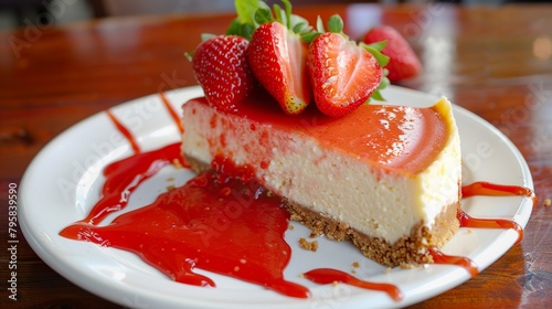 A strawberry cheesecake with a biscuit crust is an irresistible temptation for dessert lovers. Cake with a crunchy biscuit crust and deliciously strawberry texture.