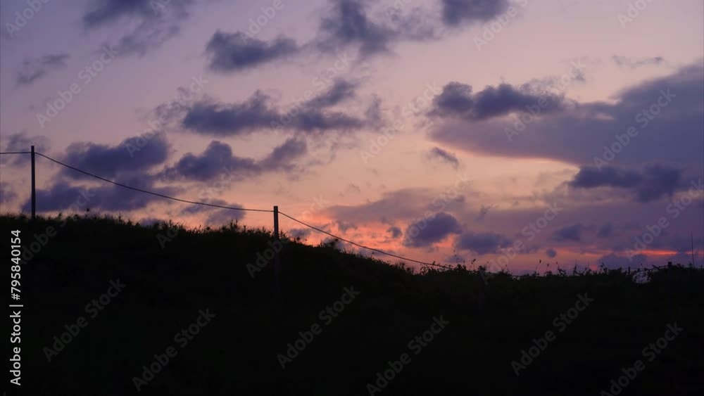 Timelapse of beautiful evening sky with fast moving black clouds