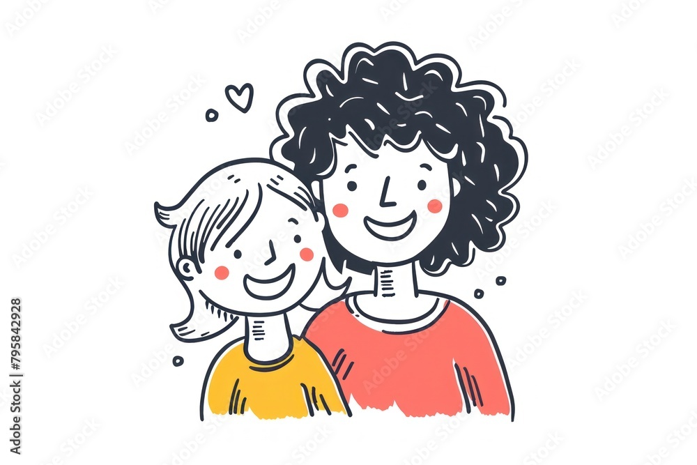 Mother and a baby drawing sketch white background. Mother and a baby drawing sketch white background.