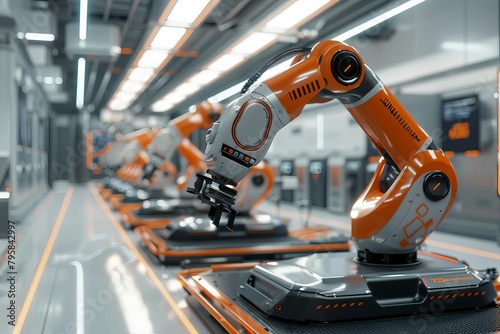 smart factory with automated robotic arms industry 40 concept futuristic 3d illustration
