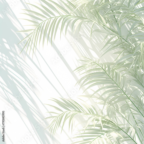 Beautiful Silhouette of Palm Tree Branches Against a Serene Backdrop - Ideal for Relaxing Floral and Landscape Themes