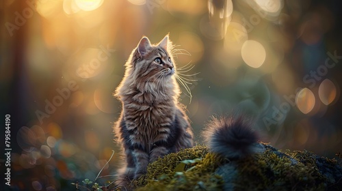 Cat Use macro photography, blurred backgrounds (bokeh), and a focus on intricate details. Use natural lighting to capture the subjects, authentic and flattering light photo