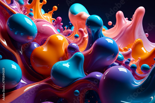 liquid 3D abstract background, fluid color, gradient shapes, covers template, holo abstract